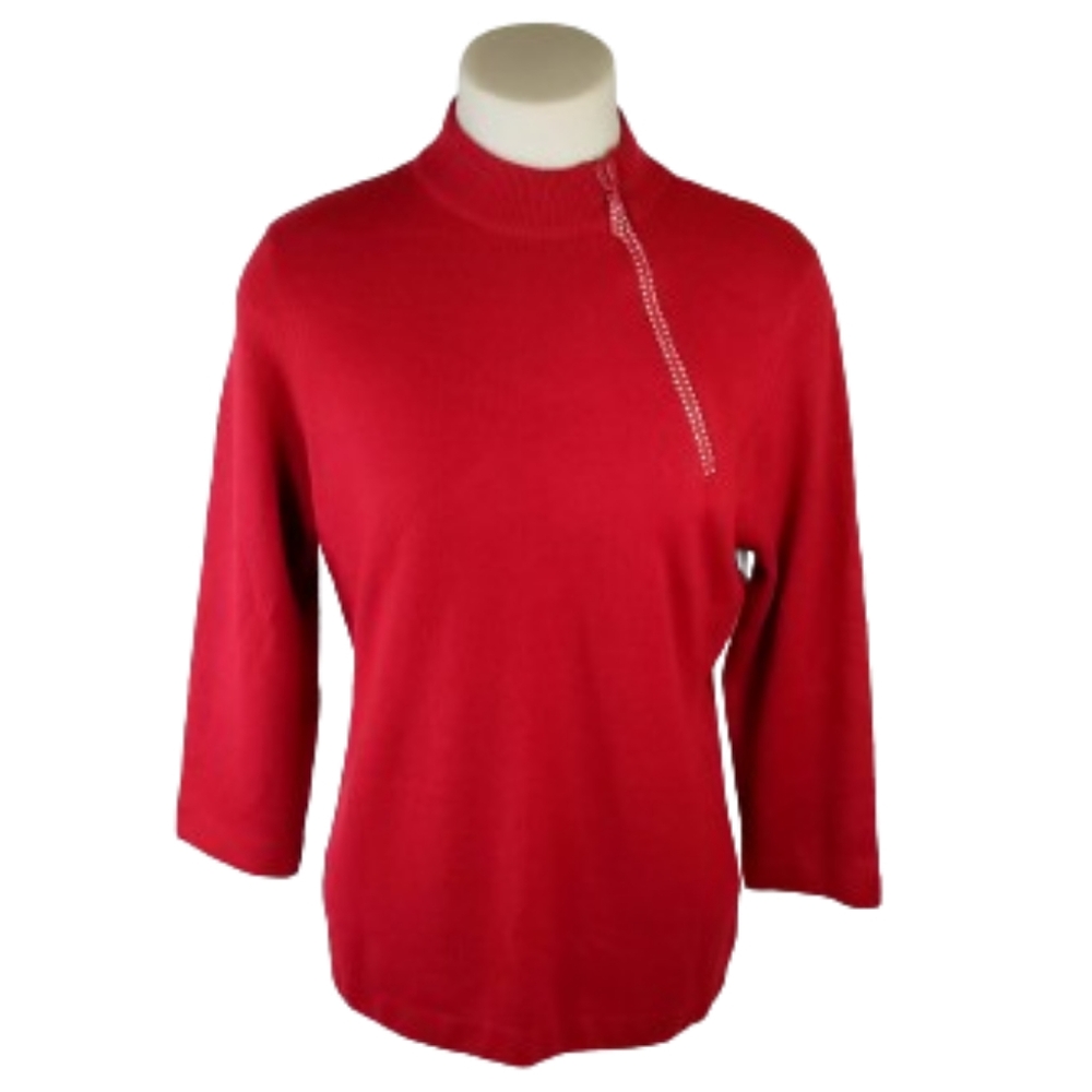 Designer Originals Luxelon Red Pullover Sweater Sz Lg